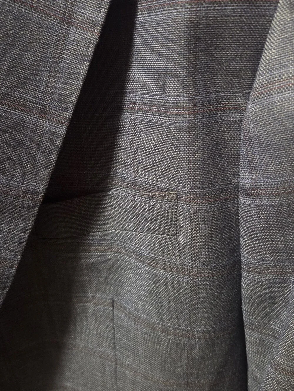 TaylorBird Stretch Fabric Blue Windowpain Plaid Blazer Sportscoat Size 46R